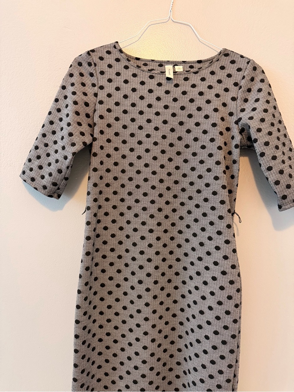 Tacera Gray Knit Polka Dot Dress for Kids